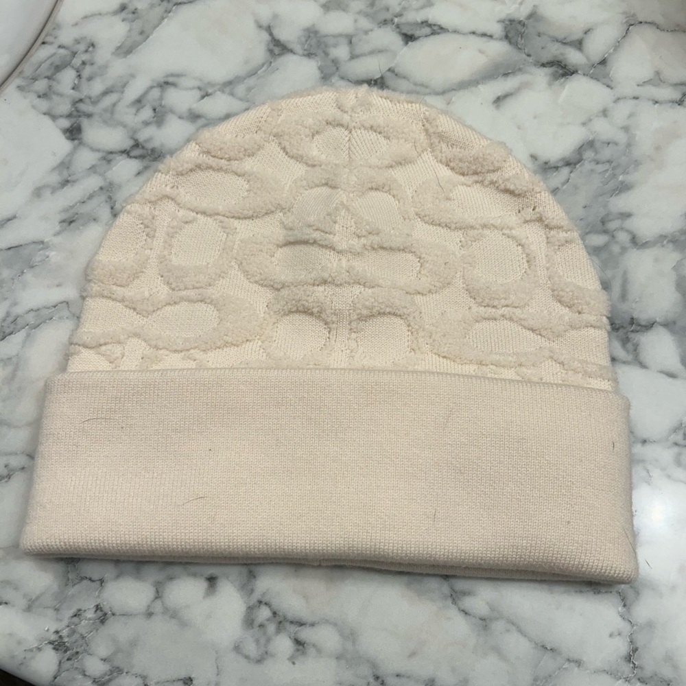 Coach Cream Textured Beanie